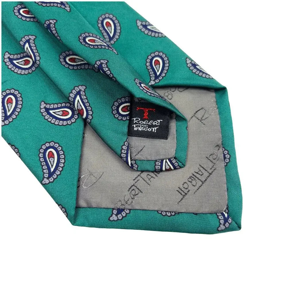 Robert Talbott Silk Tie Men Green Paisley Claymore Shop Hand Sewn USA